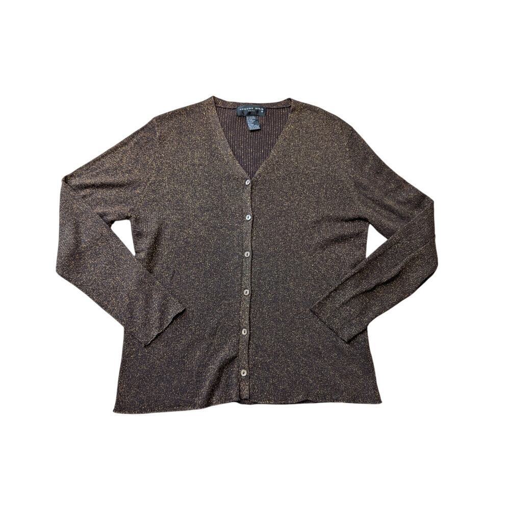 AUGUST SILK women's brown & metallic copper sweater, cardigan Sweater, LG